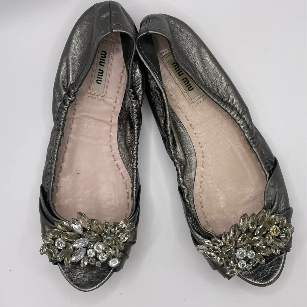 Miu Miu - silver ballerina flats size 36.5 EU​​
